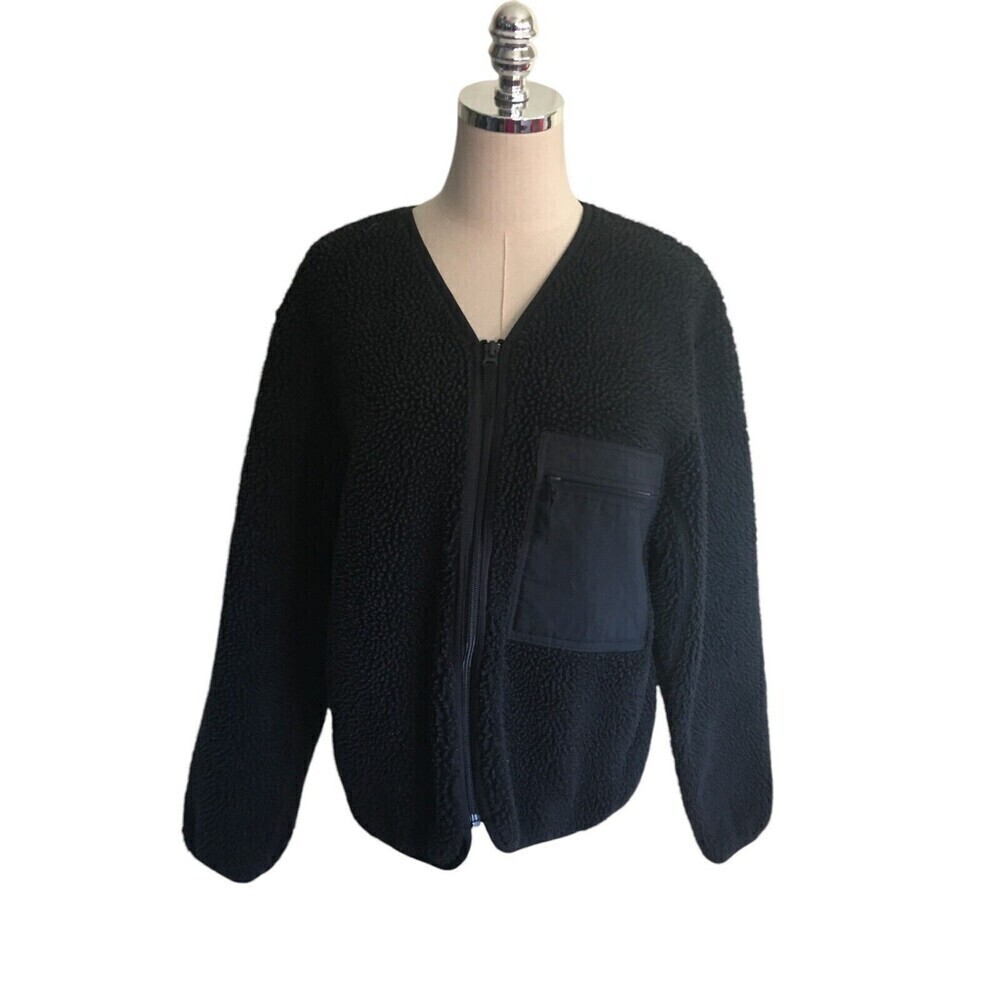 Uniqlo U Sweater Women's Size XS Black Sweatshirt Zip Up Pocket Long Sleeves